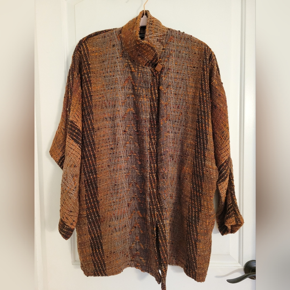 Arlene Wohl Womens Handwoven Open Front Jacket Cardigan Fiber Artist - Picture 2 of 12